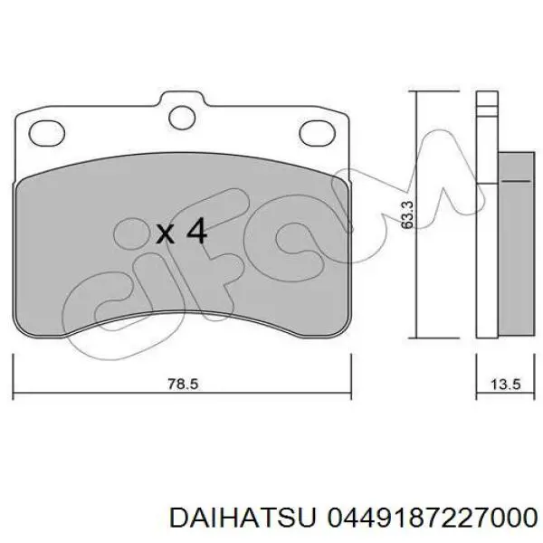 0449187227000 Daihatsu pastillas de freno delanteras