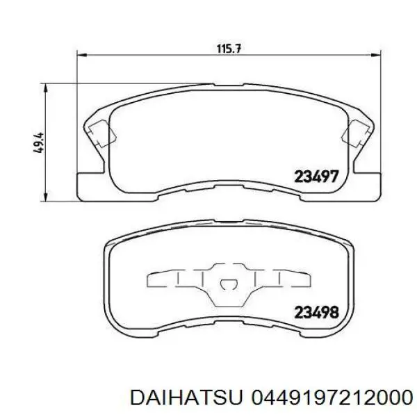 0449197212000 Daihatsu pastillas de freno delanteras