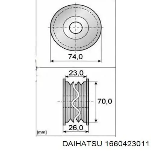 1660423011 Daihatsu polea inversión / guía, correa poli v