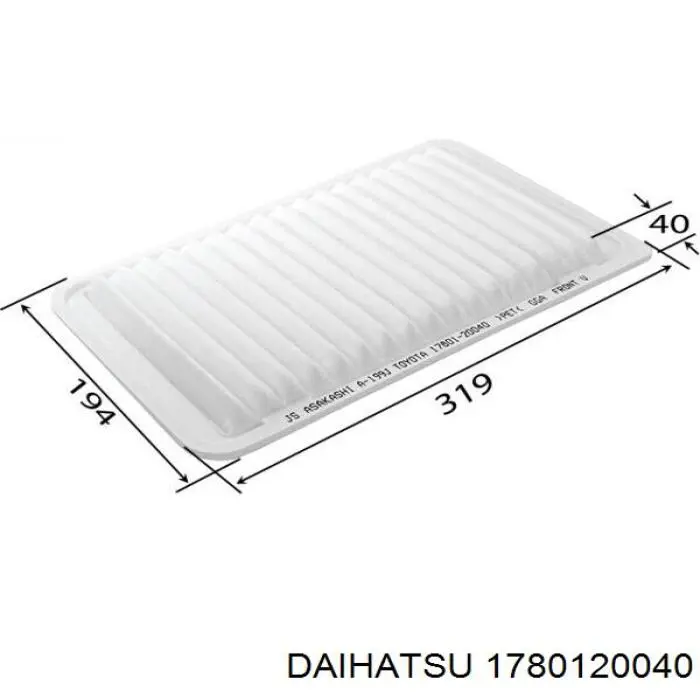 1780120040 Daihatsu filtro de aire