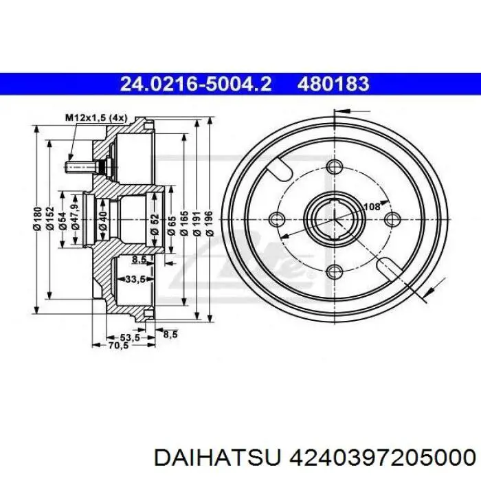 4240397205000 Daihatsu freno de tambor delantero