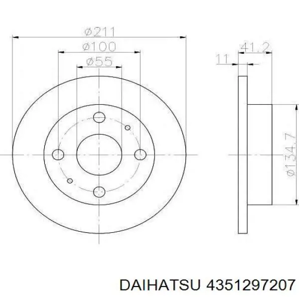 Disco de freno 4351297207 Daihatsu