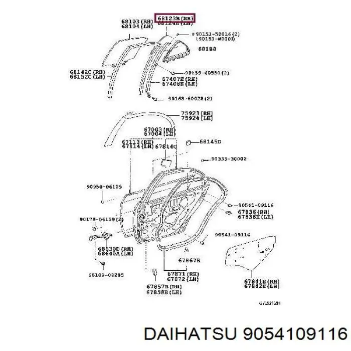 9054109116 Daihatsu tope de búfer puerta de maletero