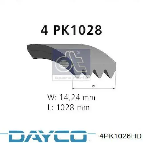 Correa de transmisión trapezoidal Dayco 4PK1026HD precio, desde 7,72 EUR