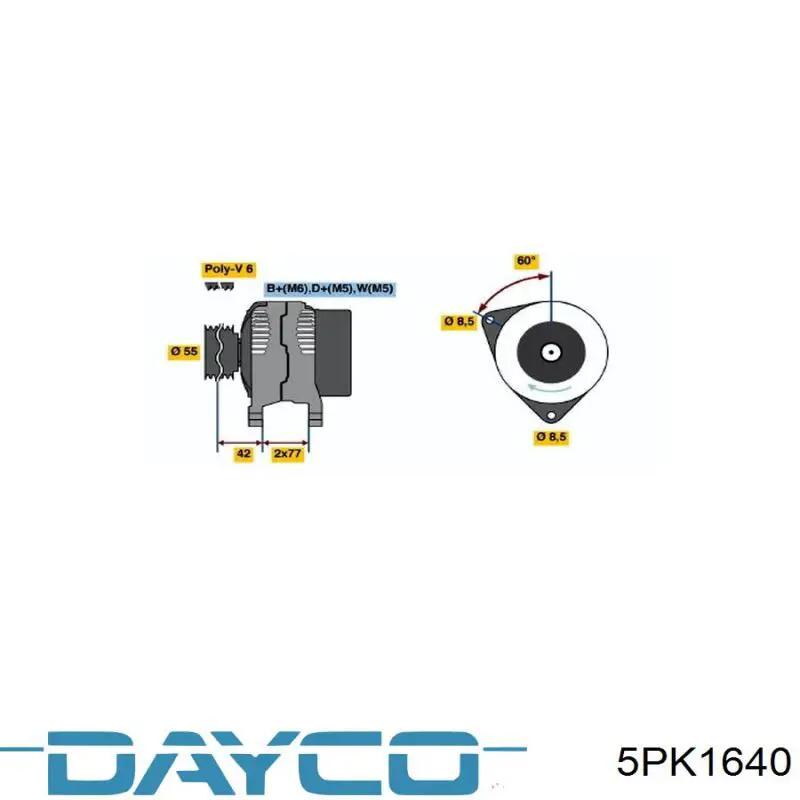 5PK1640 Dayco correa trapezoidal