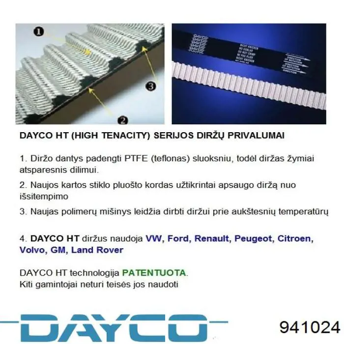Correa de alternador 941024 Dayco