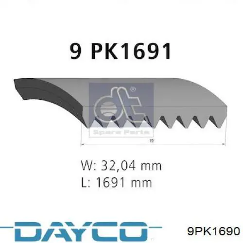 9PK1690 Dayco correa trapezoidal