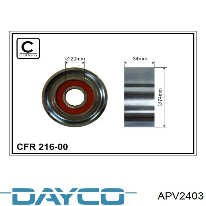 Polea inversión / guía, correa poli V APV2403 Dayco