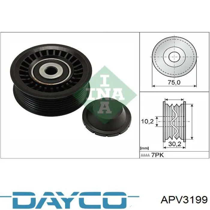 APV3199 Dayco polea inversión / guía, correa poli v