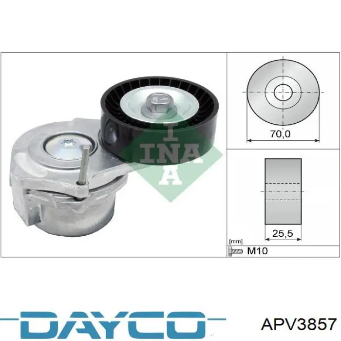 APV3857 Dayco tensor de correa, correa poli v