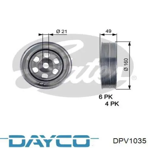Polea del cigüeñal Dayco DPV1035 precio, desde 46,49 EUR