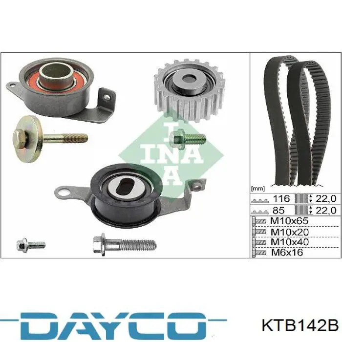 KTB142B Dayco kit de correa de distribución
