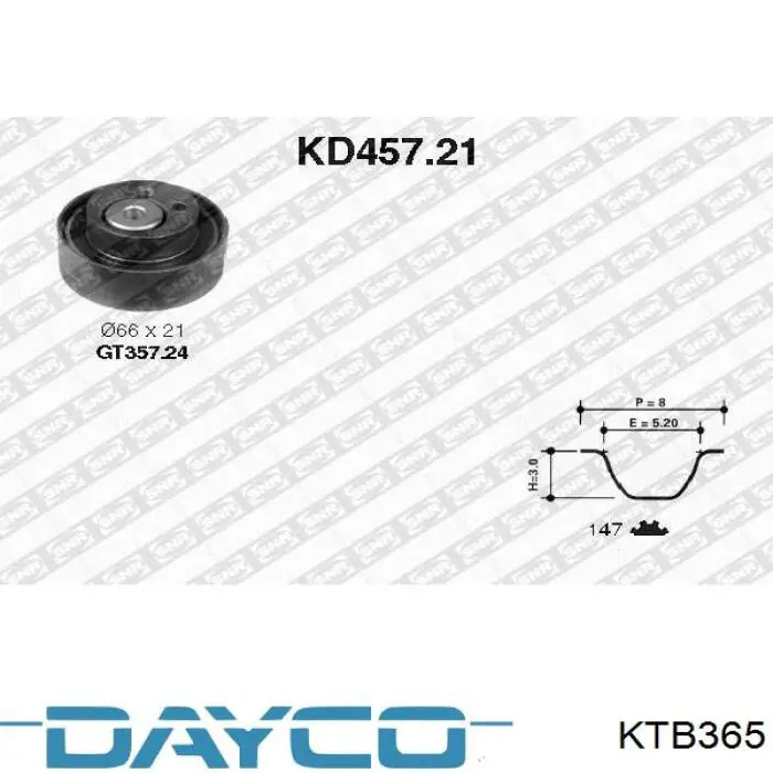 KTB365 Dayco Kit correa de distribución