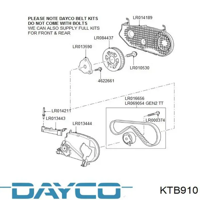 KTB910 Dayco kit correa de distribución