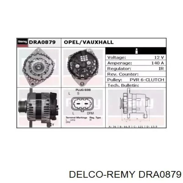 DRA0879 Delco Remy alternador