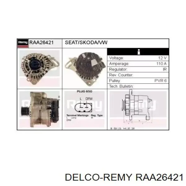 RAA26421 Delco Remy alternador