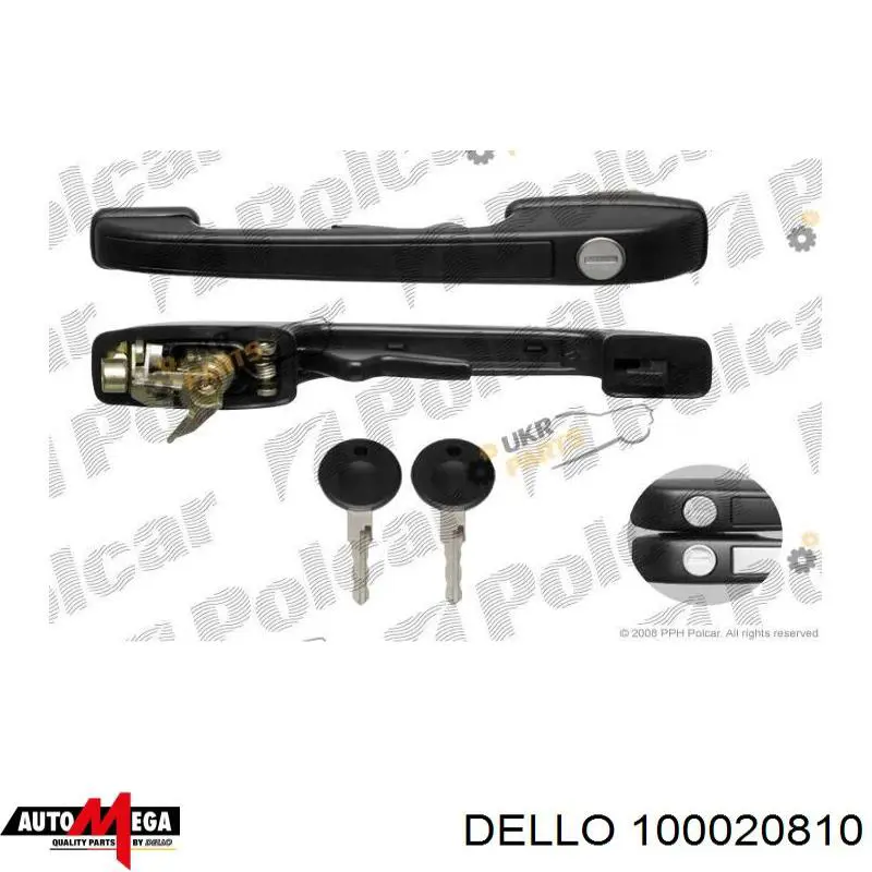 100020810 Dello/Automega tirador de puerta exterior delantero izquierda