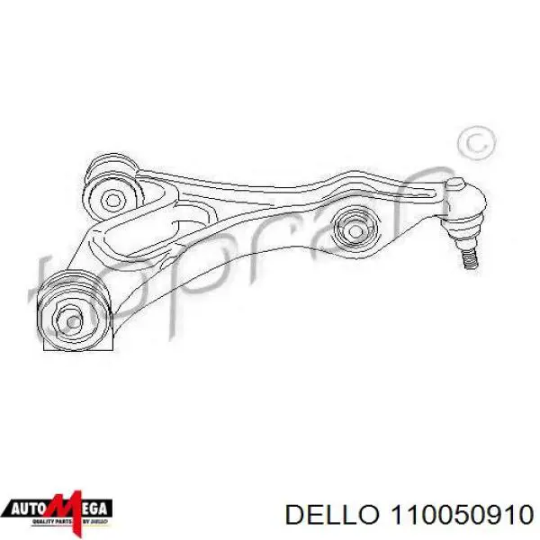 110050910 Dello/Automega barra oscilante, suspensión de ruedas delantera, inferior derecha