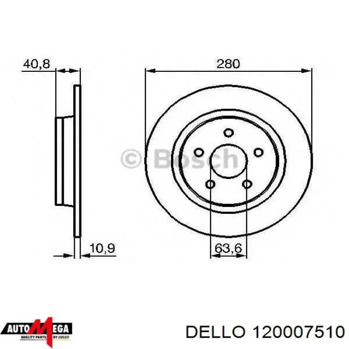 Disco de freno trasero Volvo V40 525, 526