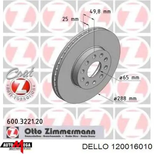 Freno de disco delantero Volkswagen Caddy 2 9K9