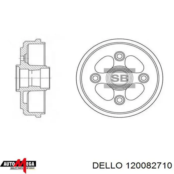 120082710 Dello/Automega freno de tambor trasero