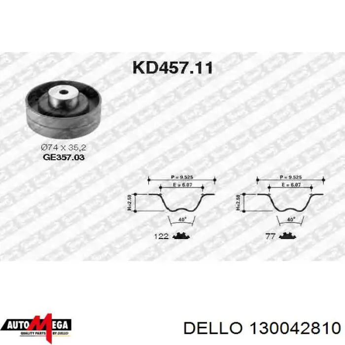 130042810 Dello/Automega rodillo intermedio de correa dentada