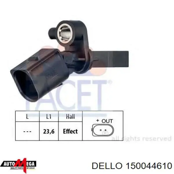 150044610 Dello/Automega sensor abs trasero derecho