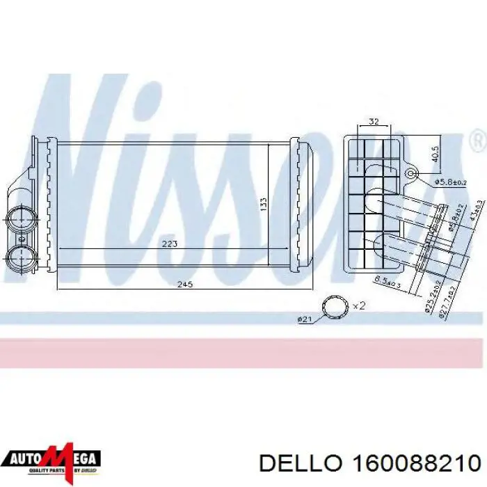 160088210 Dello/Automega radiador de calefacción