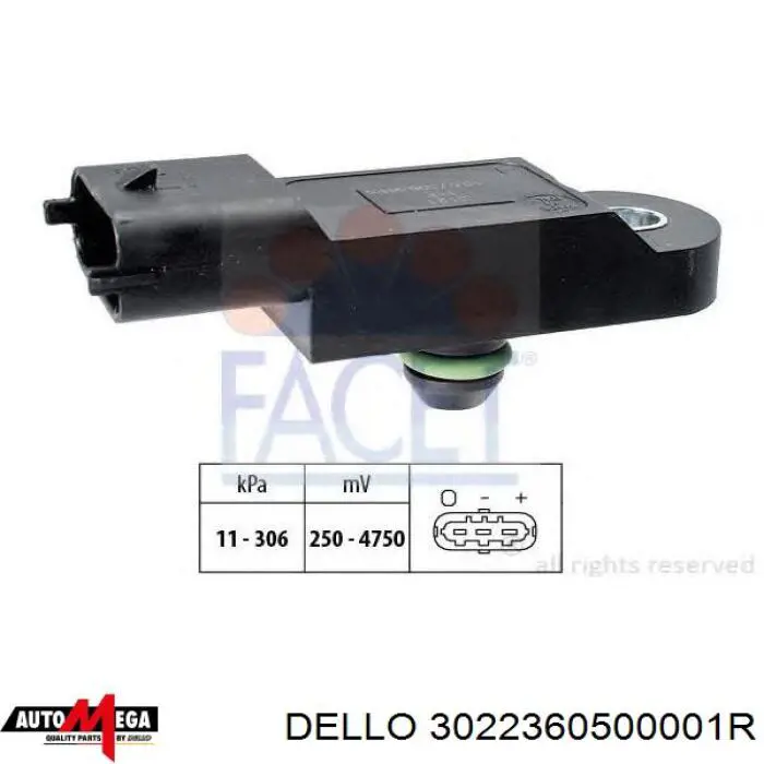 3022360500001R Dello/Automega sensor de presion del colector de admision