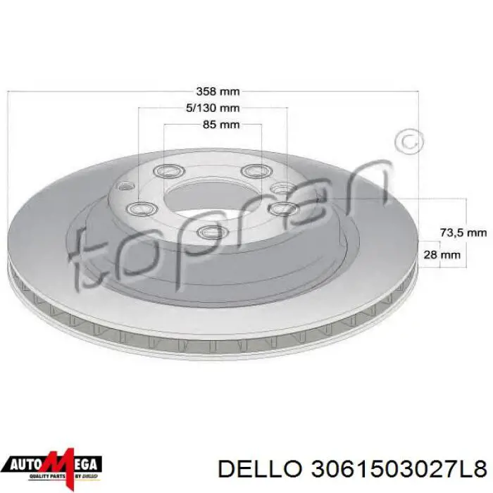 3061503027L8 Dello/Automega freno de disco delantero