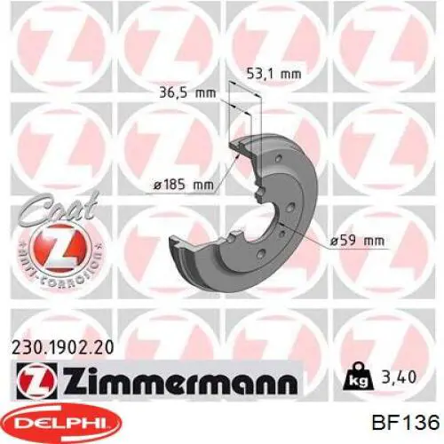 14315610 Brembo freno de tambor trasero