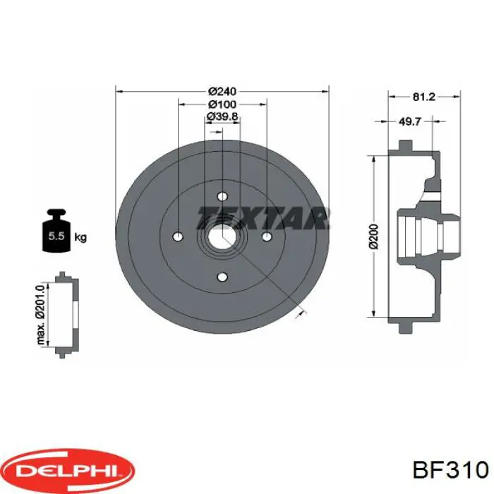 5U0501615B VAG freno de tambor trasero