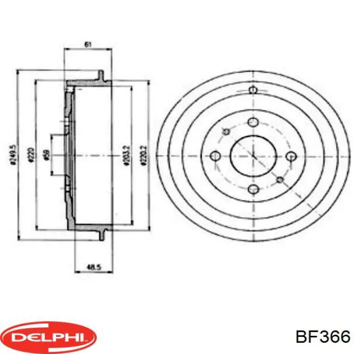 BF366 Delphi freno de tambor trasero