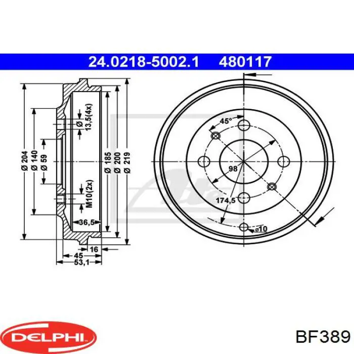 BF389 Delphi freno de tambor trasero