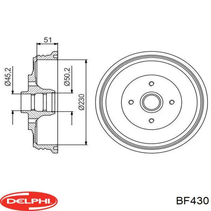 Tambor de freno trasero Delphi BF430 precio, desde 72,71 EUR