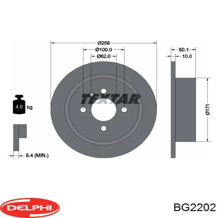 BG2202 Delphi disco de freno trasero