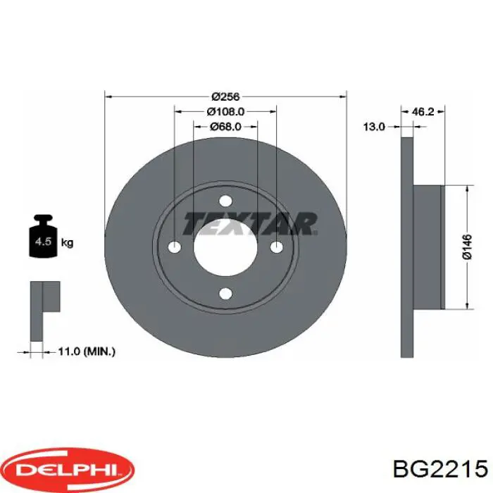 BG2215 Delphi disco de freno delantero