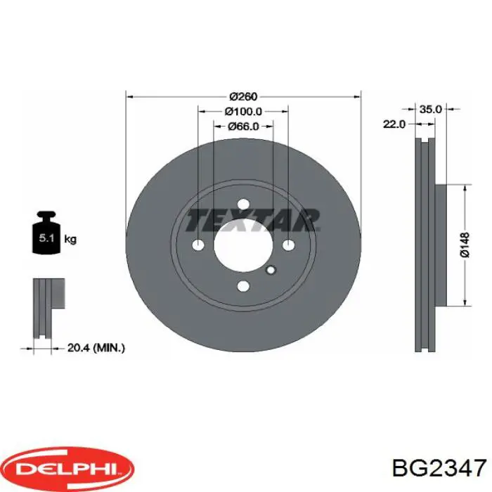 BG2347 Delphi disco de freno delantero