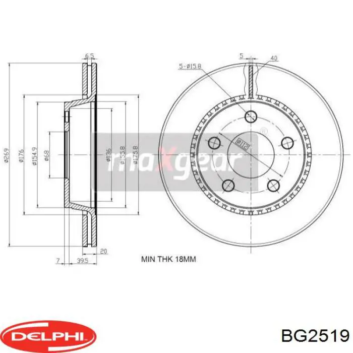 BG2519 Delphi disco de freno trasero