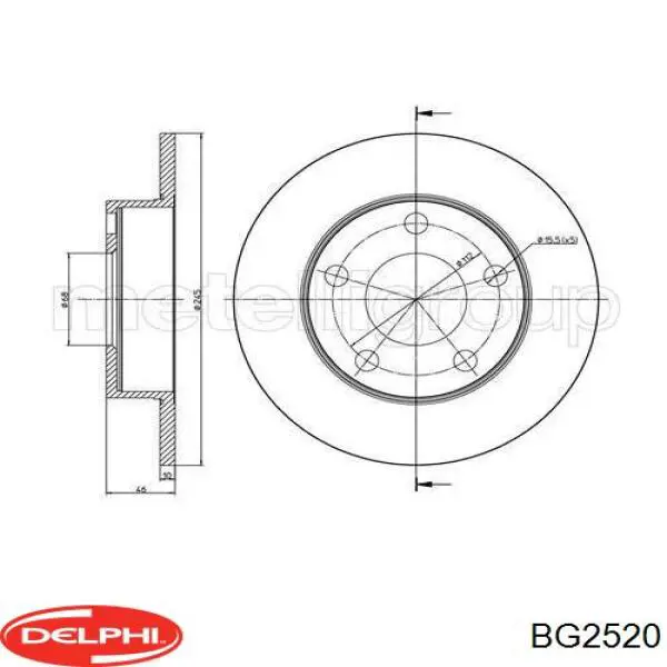 BG2520 Delphi disco de freno trasero