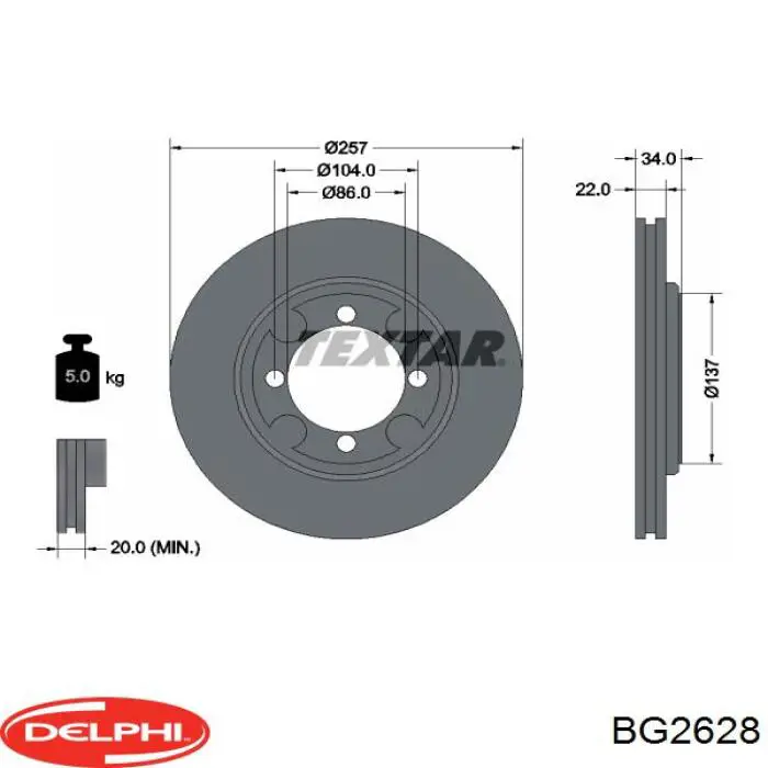BG2628 Delphi disco de freno delantero