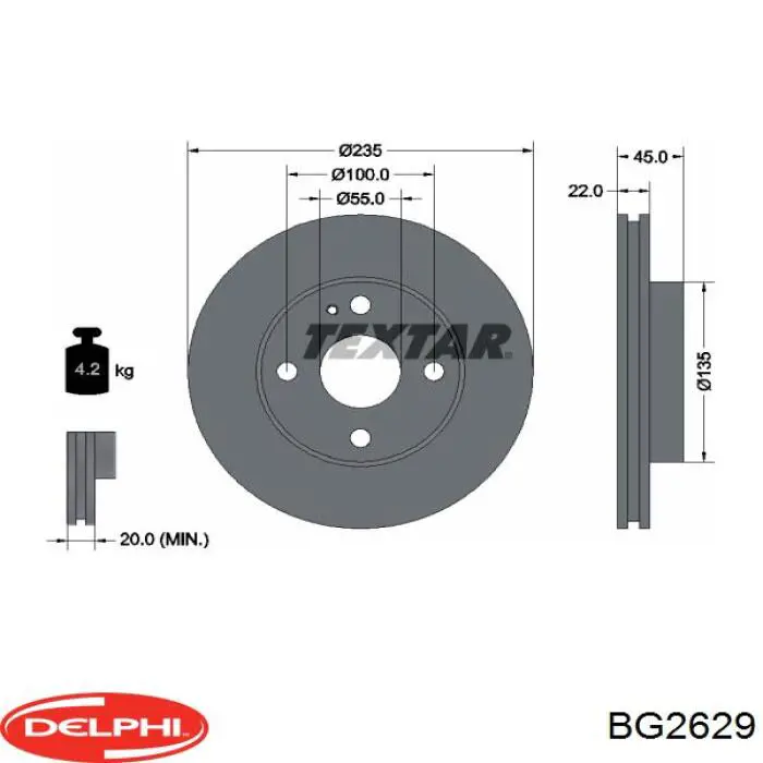 BG2629 Delphi disco de freno delantero