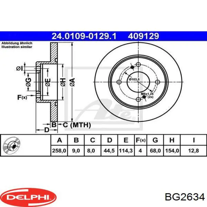 BG2634 Delphi disco de freno trasero