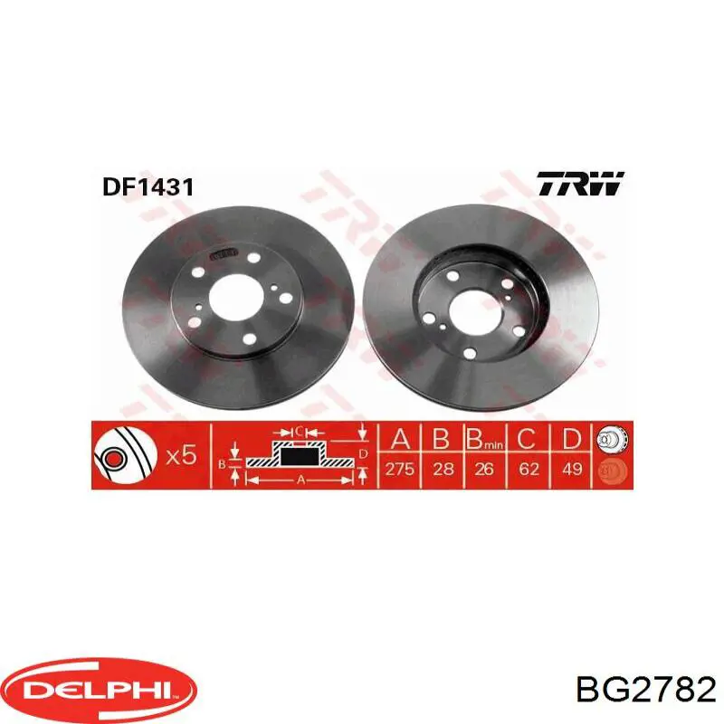 BG2782 Delphi disco de freno delantero