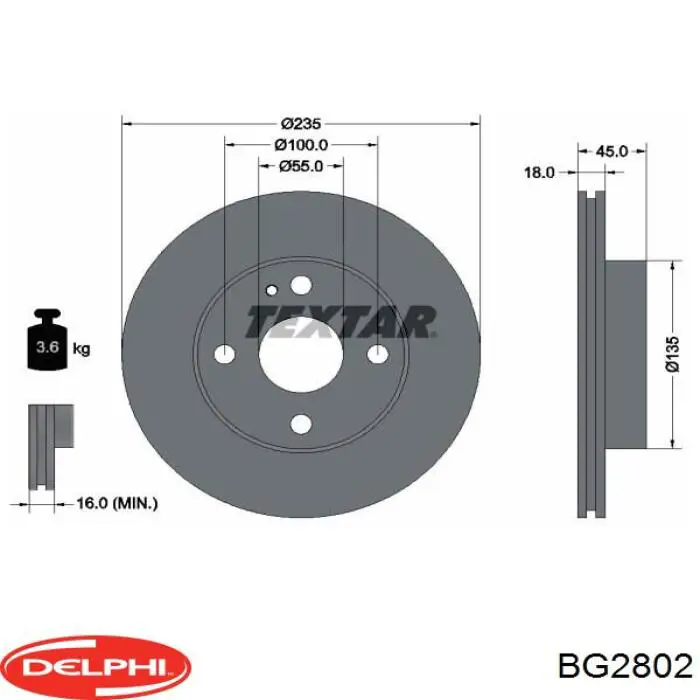 BG2802 Delphi disco de freno delantero