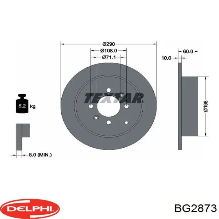 BG2873 Delphi disco de freno trasero