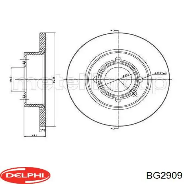 BG2909 Delphi disco de freno delantero