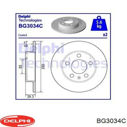 BG3034C Delphi disco de freno trasero