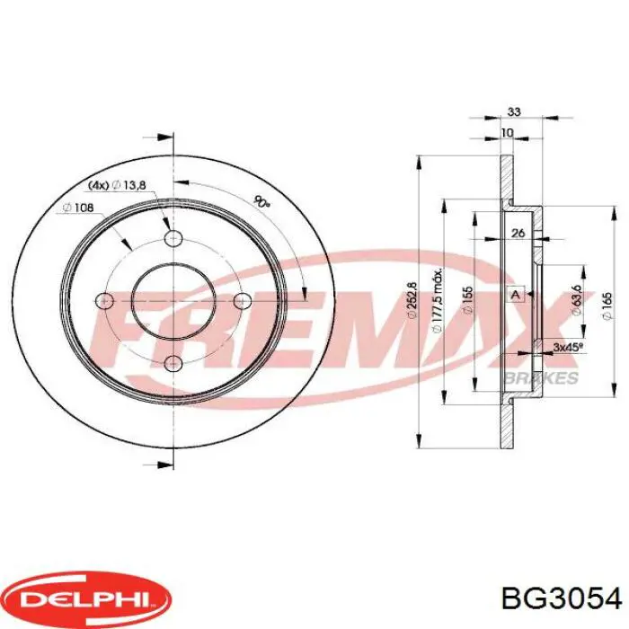 Disco de freno trasero Ford Sierra 1 GBC