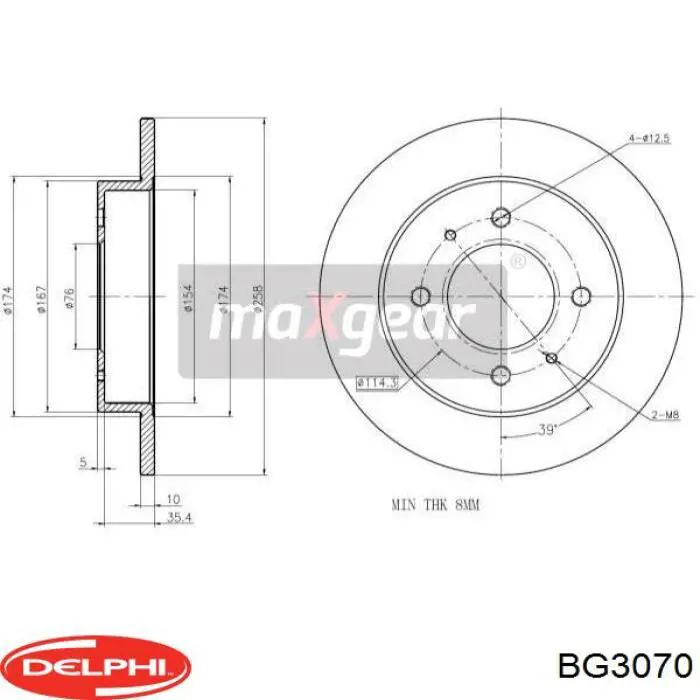 BG3070 Delphi disco de freno trasero